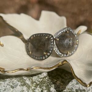 Stunning Faceted Sapphire and Diamond Earrings